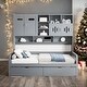 preview thumbnail 1 of 16, Modern Twin Size Wooden Daybed with 2 Drawers, and All-in-One Cabinet and Shelf,Grey Grey