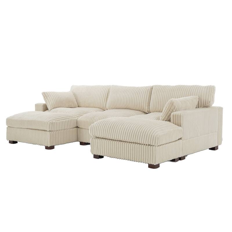Modren Plush Oversized Modular Sectional Sofa Set with Chaise&Ottoman.