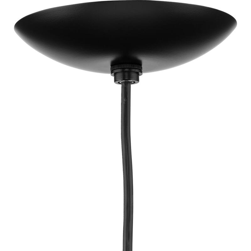 Atwell Collection Matte Black and Opal Glass Globe Small Hanging Pendant Light - 8 in x 8 in x 8.5 in