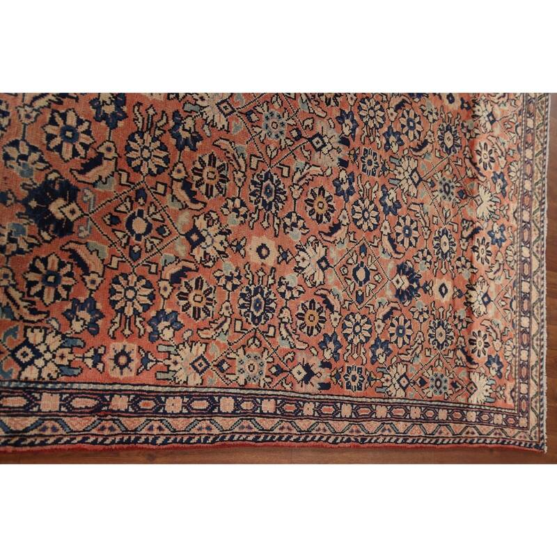 Hand Knotted Oriental 100% Wool Carpet Traditional All-Over Coral Mahal Area Rug - 10' 4'' X 4' 7''
