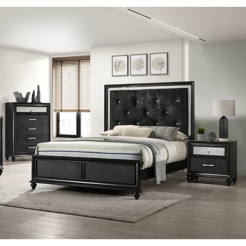 1pc Glam 2-Drawer Nightstand End Table