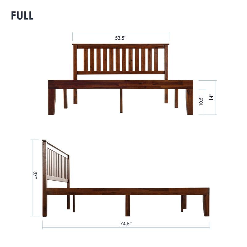 Solid Wood Platform Bed with Paneled Headboard Multiple Colors