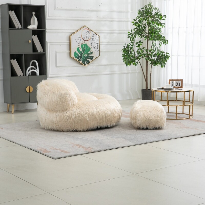 High back bean shop bag with footstool