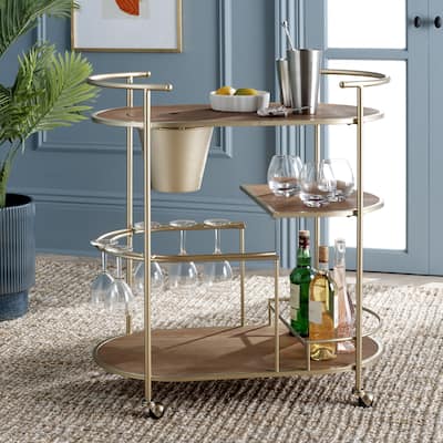 SAFAVIEH Alora 2-Tier Bar Cart with Bucket - 32 in. W x 18.3 in. D x 34.3 in. H