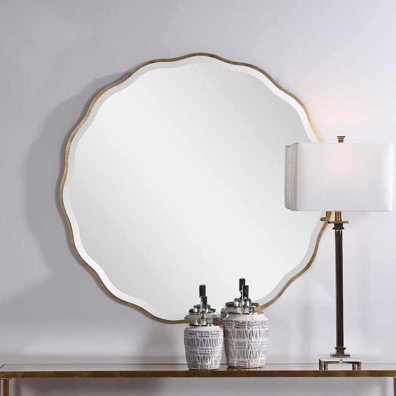 42" gold and silver contemporary round mirror