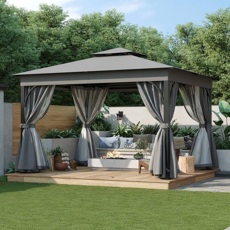 10x12 Outdoor Gazebo Tent with Double Roofs