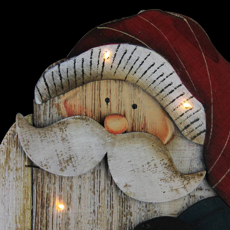 19.5" Red and White LED Lighted Santa Claus Christmas Wooden Figure