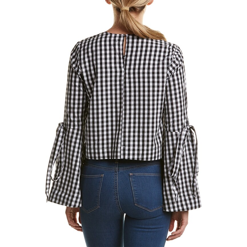 Shop Haute Rogue Gingham Embroidery Top Overstock 29472588