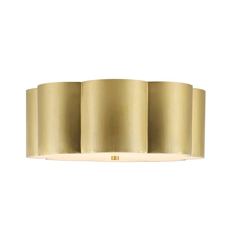 Metallic Luxury Scalloped Flower Drum Dimmable LED Flush Mount - 15.0 in