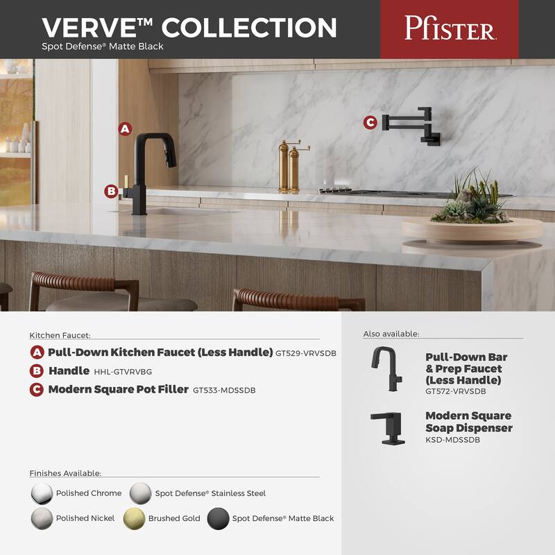 Pfister GT572-VRV Verve 1.8 GPM Single Hole Pull Down Bar Faucet