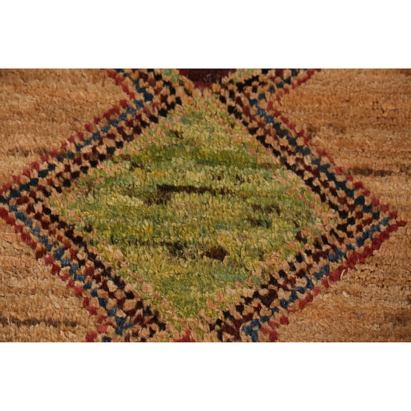 Moroccan Orange Tribal Oriental Runner Rug Handmade Wool Carpet - 3'3" x 12'6"