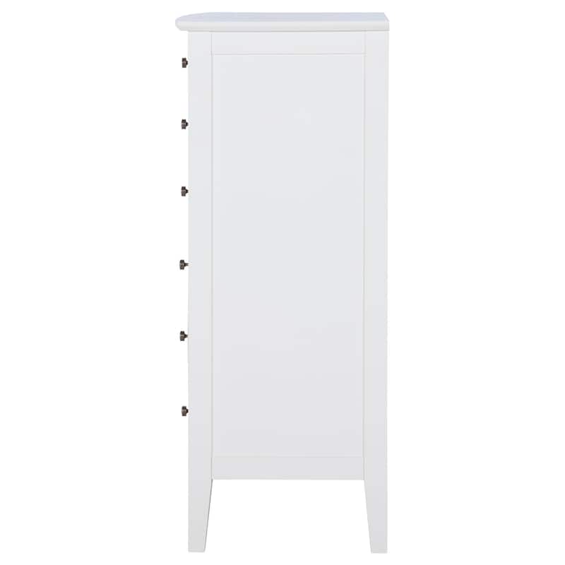 Heo Tall Dresser Chest, 8 Drawers, Rattan Woven Curved Front, White