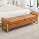 preview thumbnail 10 of 79, 66" Storage Bench King Size End of Bed with Double Lids and Gold Legs Brown - Faux Leather