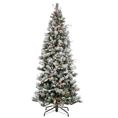 National Tree Company 9 ft. PowerConnect(TM) Snowy Bedford Slim Pine Tree with Clear Lights - 9 Foot