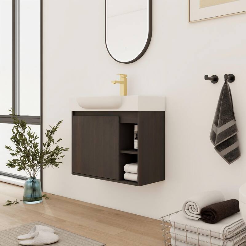 Bathroom Vanity With Sink In 24/28 Inch, Floating Bathroom Vanity With Soft Close Door