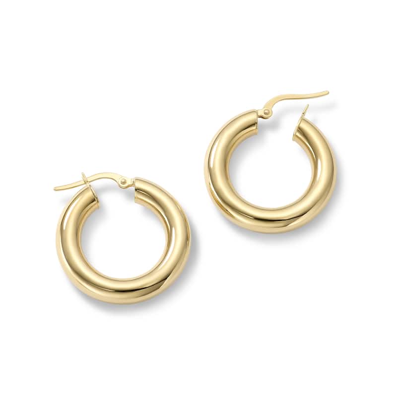 Clover 14k Yellow Gold High-Polish Round Hoop Earrings 5mm