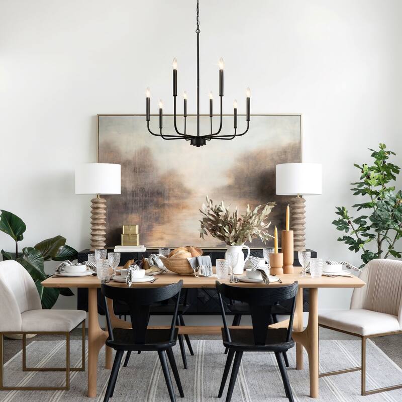 Starsky 8-Light Traditional Classic Candle-Style Chandelier Mid-Century Modern Farmhouse