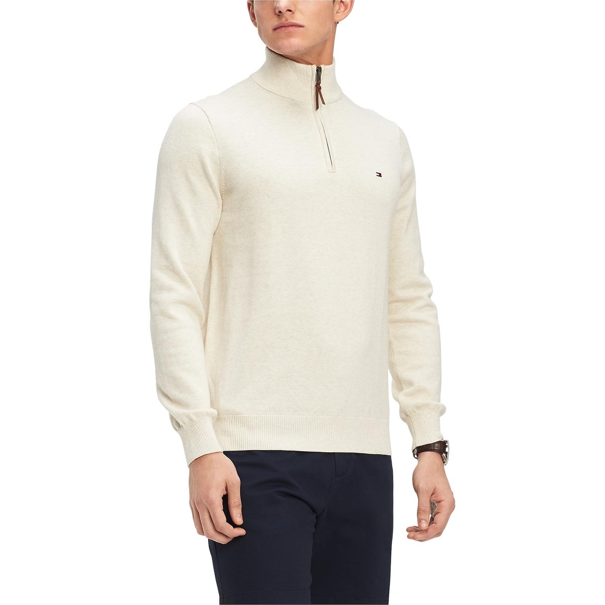 Mens cream quarter zip sweater