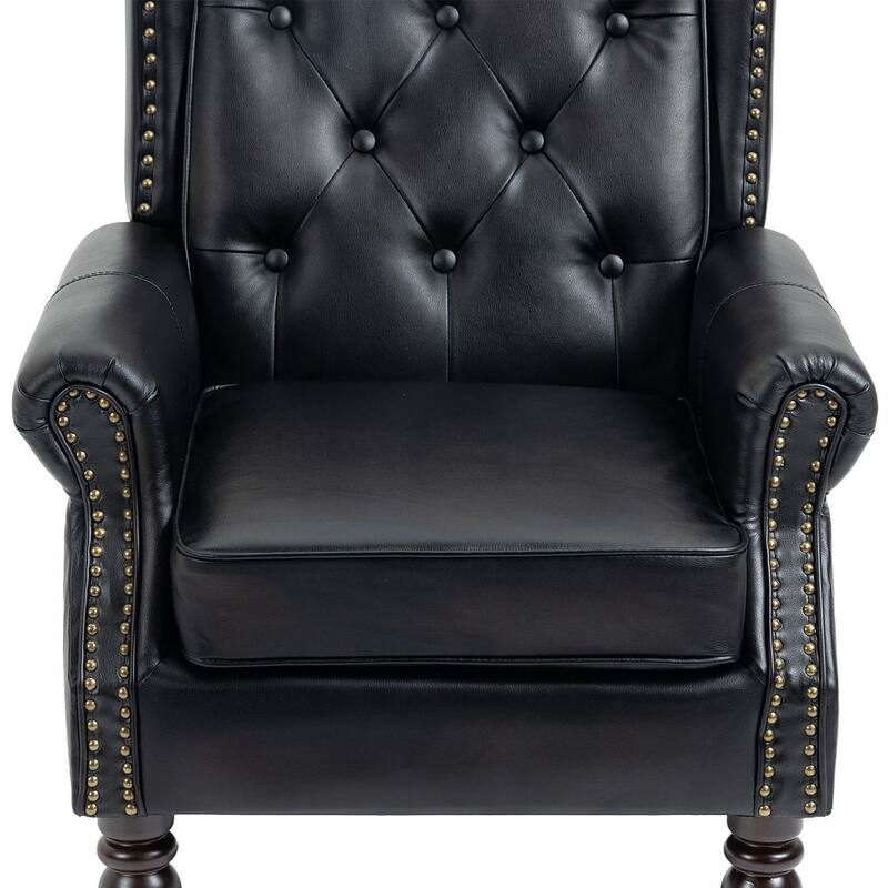 Transitional Wingback Accent Chair Armchair with Sturdy Wood Legs