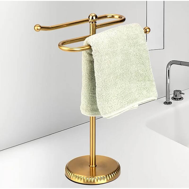 Gold Brushed Stainless Steel S-Design Fingertip Towel Holder With Heavy Base