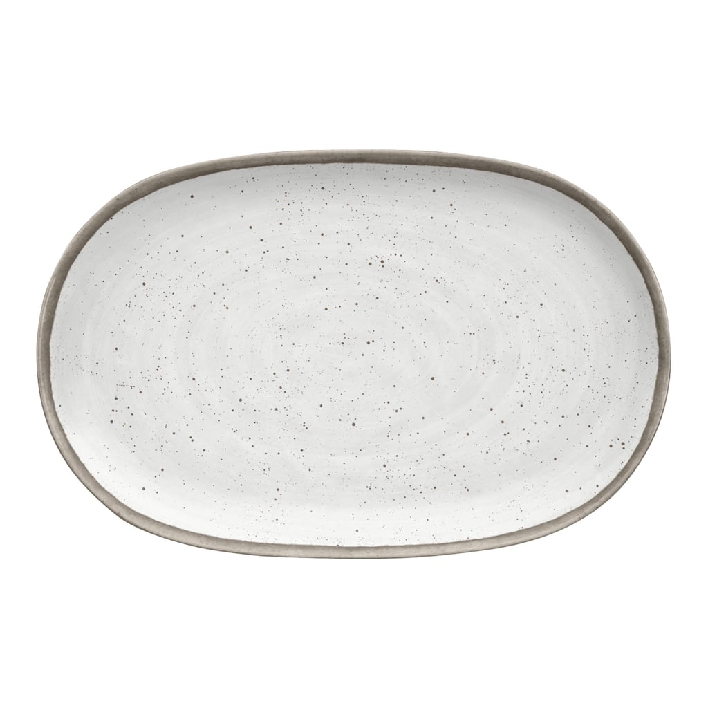 Abode Homewares Retreat Pottery Merge Bamboo Serving Platter - White - 16.9" x 10.9"