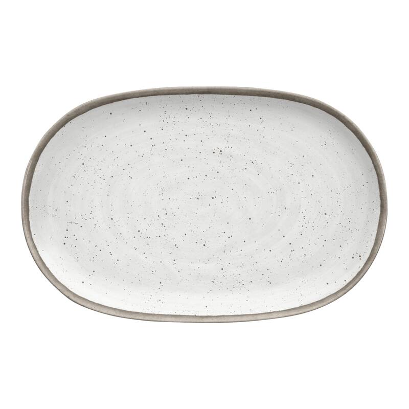Abode Homewares Retreat Pottery Merge Bamboo Serving Platter - White - 16.9" x 10.9" - White