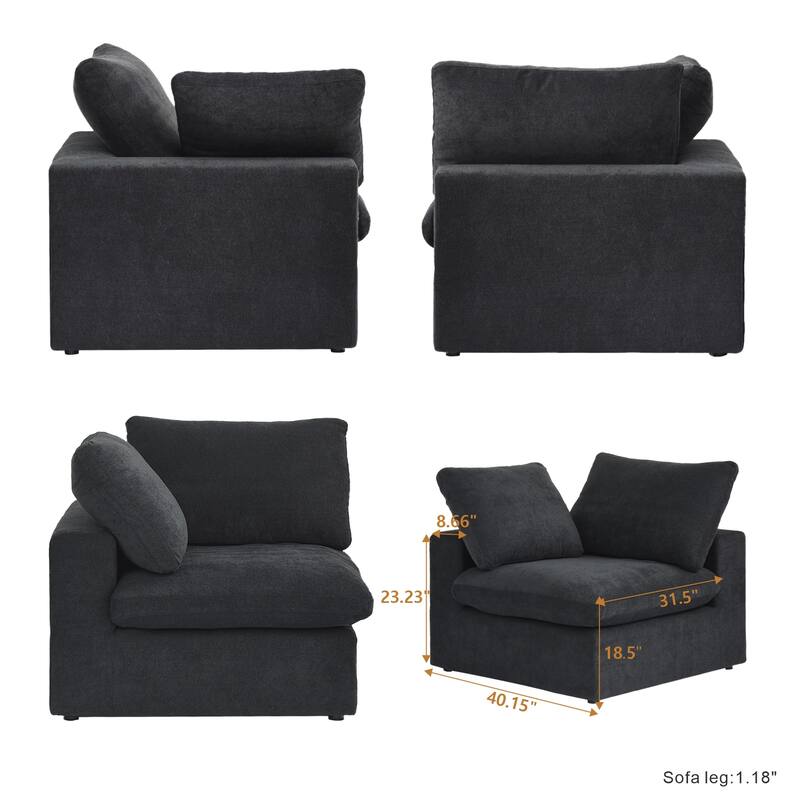 160.6" Modern Linen Sectional Sofa，4-seater Modular Couch with Storage Ottoman for Living Room.