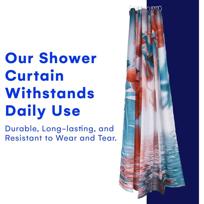 Bathroom Shower Curtain Luxury Red Flower Décor - 70''x70''