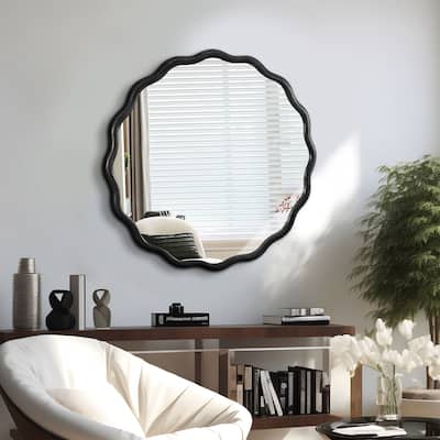 31"/36"/42" Modern Solid Wood Round Wall Decor Mirror