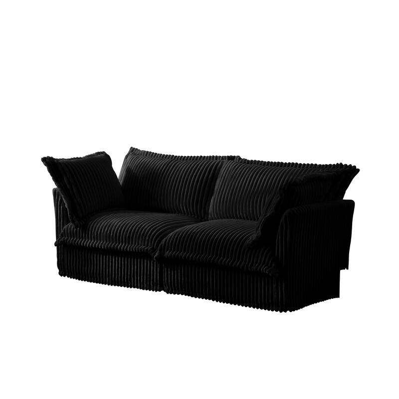 GDFStudio - Modern Corduroy Deep-Seat Slipcovered 2-Seater 83.4" Loveseat Sofa