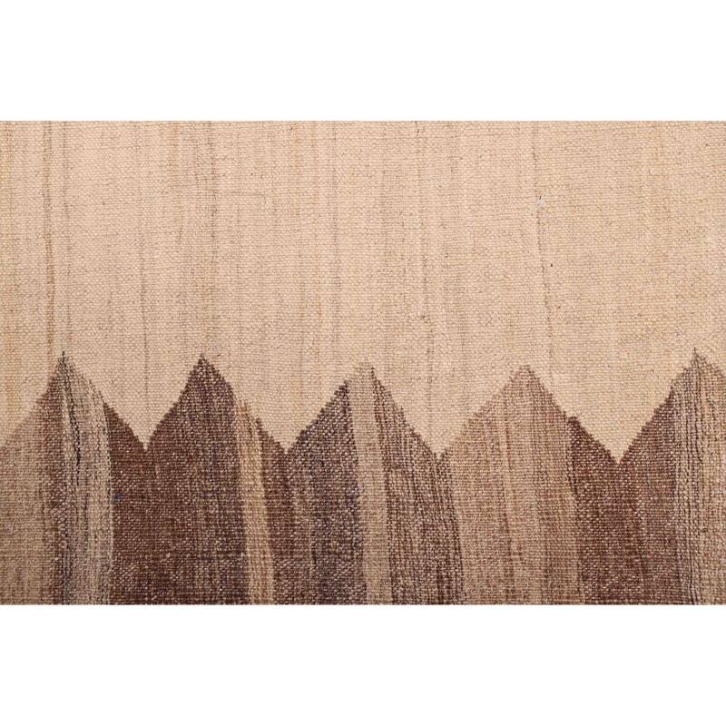 ECARPETGALLERY Flat-Weave Boho Ivory Wool Kilim - 6'3 x 8'8