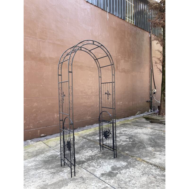 Metal Garden Arch with doors Garden Arbor Trellis Climbing Plants Support Arch Outdoor Arch Wedding Arch Party