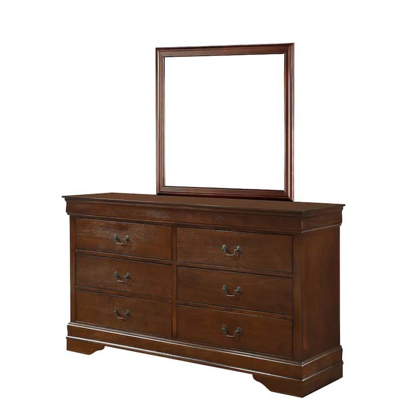 Fy Four Piece Queen Size Bedroom Set, Antique Brass Metal Handles, Cherry Brown