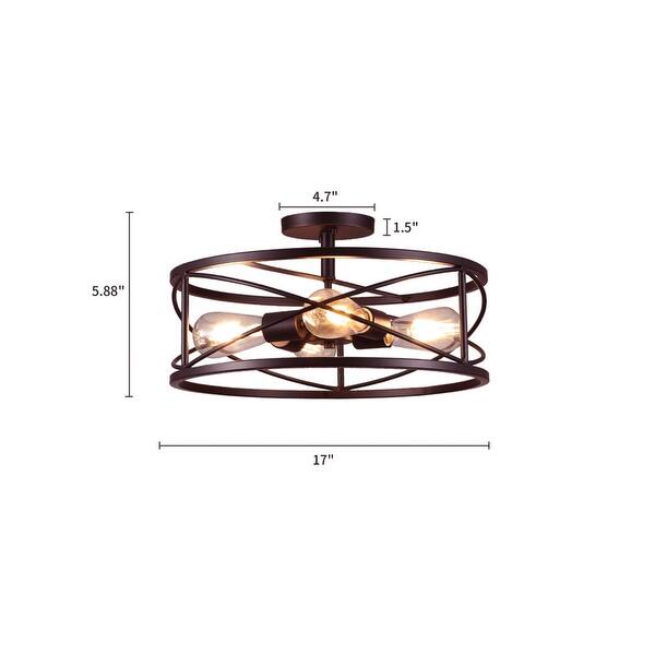 Defong 4-Light 17-Inch Semi Flush Mount Light - Bronze - Bed Bath ...