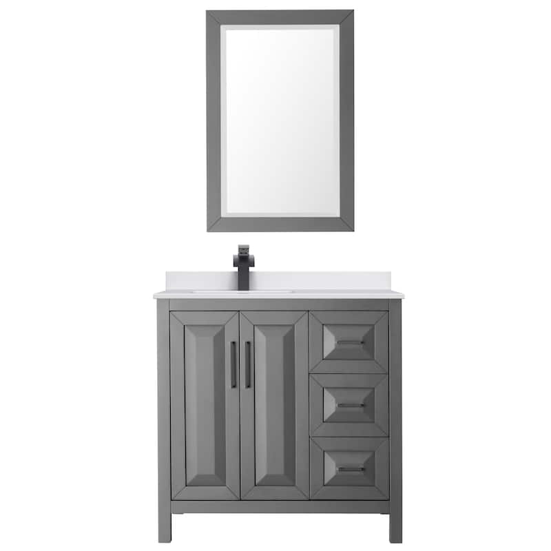 Daria 36-inch Single Vanity, Cultured Marble Top, 24-inch Mirror