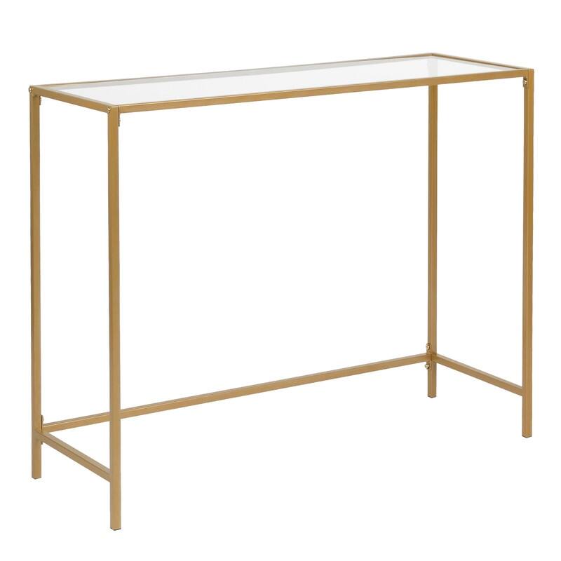 Modern Gold Frame 39.4" Entryway Console Table Glass Top