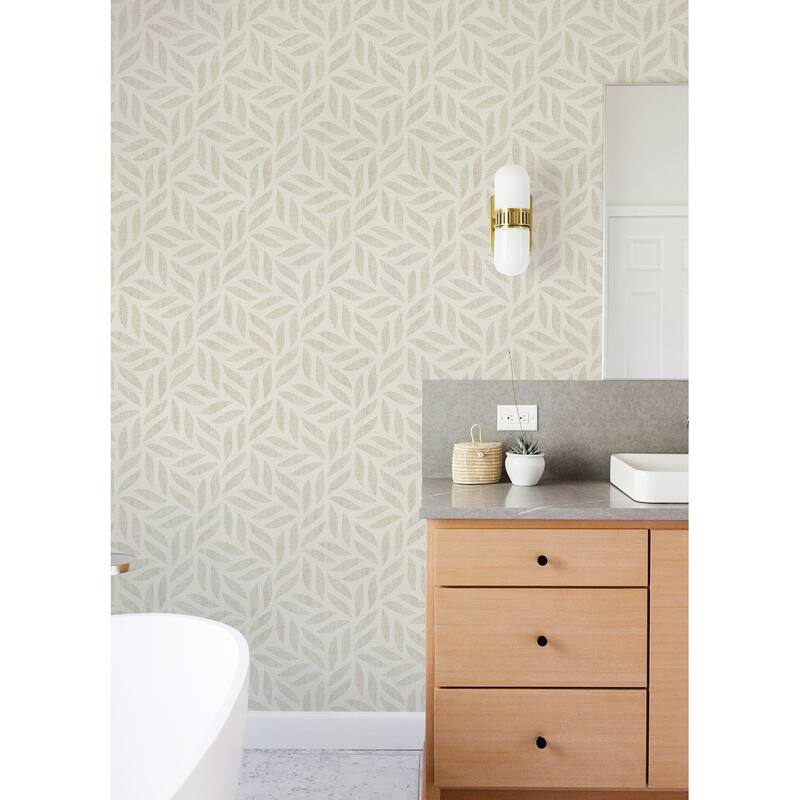 Advantage Sagano Taupe Leaf Wallpaper