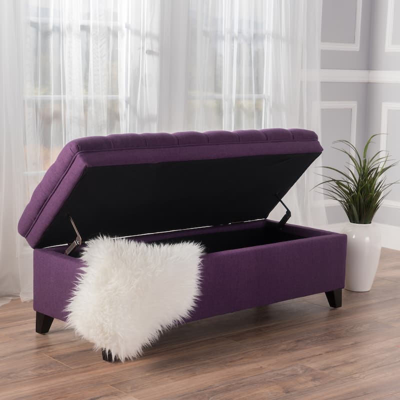 Bedroom End of Bed Bench Indoor Bench Corridor Bench with Flipping Lid, Upholstered Storage Bench with Safety Hinges