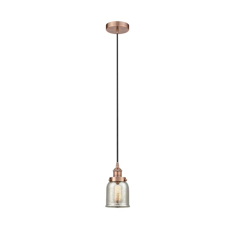 Innovations Lighting Bell - 1 Light 5" Cord Hung Mini Pendant - Silver Plated Mercury/Antique Copper