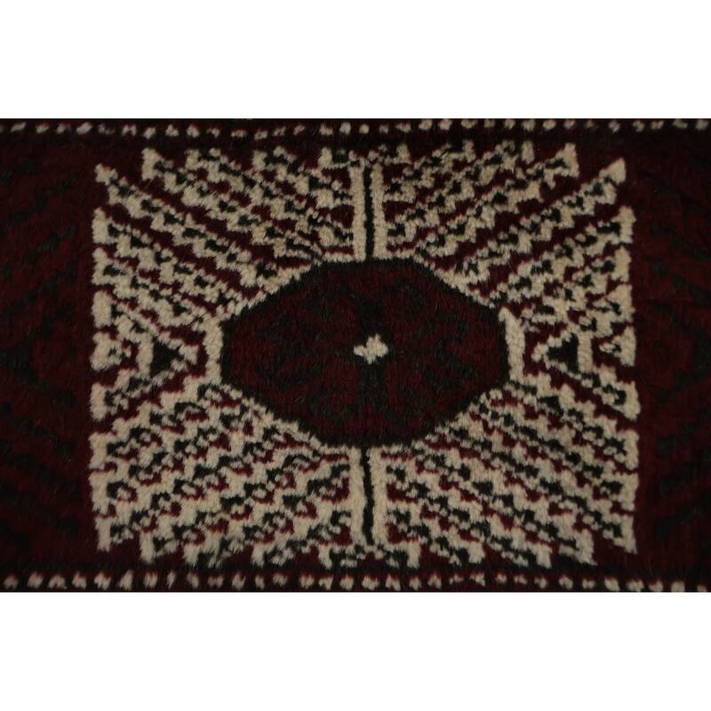 Hand Knotted Oriental 100% Wool Carpet Traditional All-Over Red Turkoman Area Rug - 12' 1'' X 7' 0''
