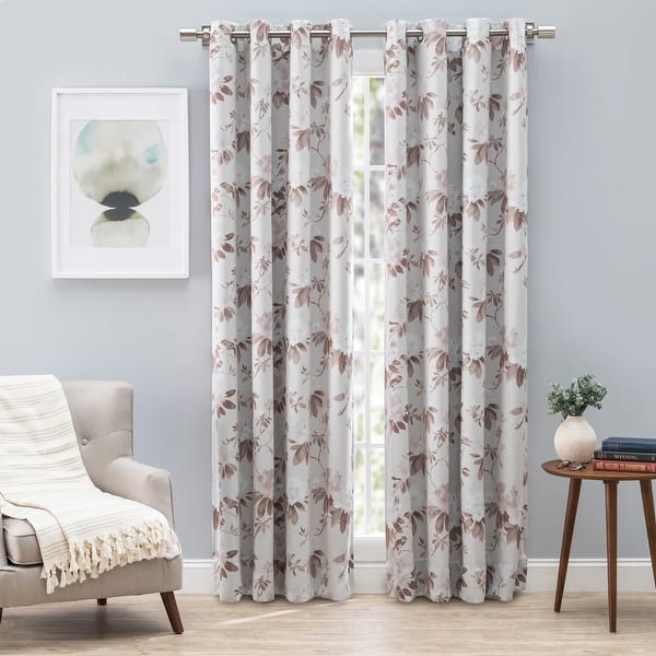 slide 2 of 12, Mystic Garden Premium Floral Blackout Grommet Curtain Panel 52"W x 63"L - Sandstone