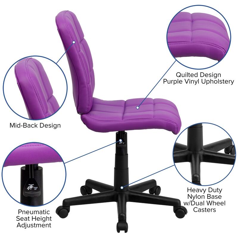 Mid-Back Quilted Vinyl Swivel Task Office Chair