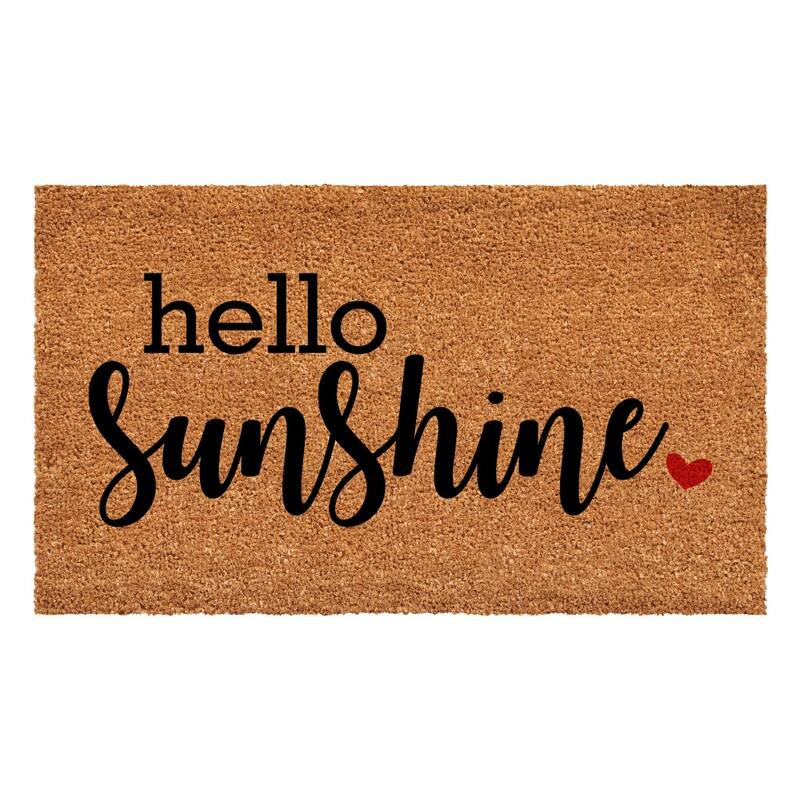HomeRoots 30" X 48" Brown And Black Hello Sunshine Outdoor Coir Door Mat - 30.00' X '48.00