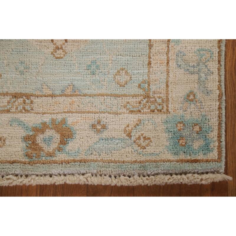 Hand Knotted Oriental 100% Wool Carpet Transitional Geometric Navy Blue & Blues Oushak Area Rug - 3' 0'' X 1' 11''