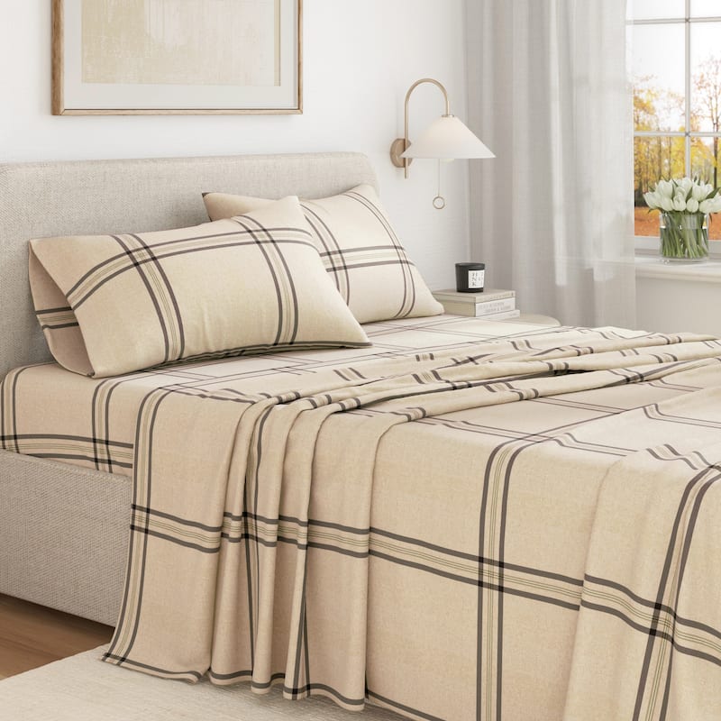 Linery & Co. Ultra-Soft Turkish Cotton Plaid Flannel Sheet Set