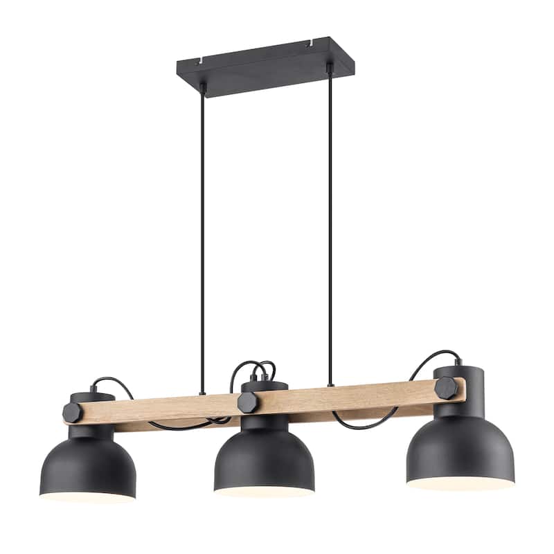 3-Light Industrial Linear Kitchen Island Pendant Light Dome Shades - Dia.32.68-in