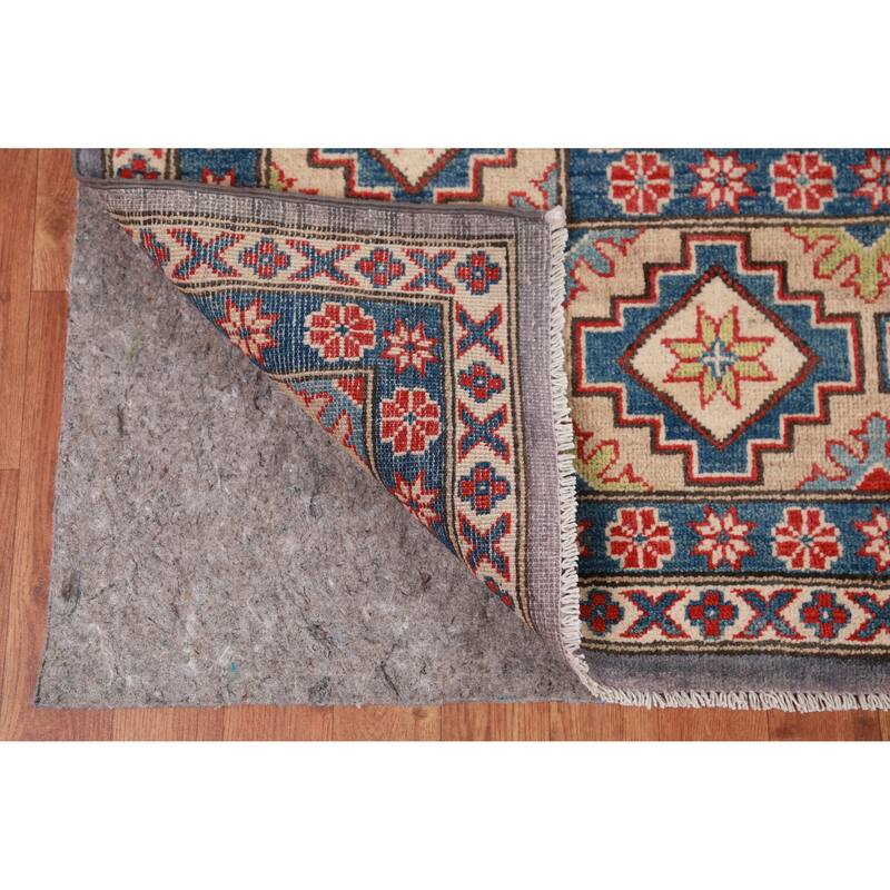 Hand Knotted Oriental 100% Wool Carpet Traditional Geometric Greys & Charcoal Kazak Area Rug - 13' 0'' X 9' 8''