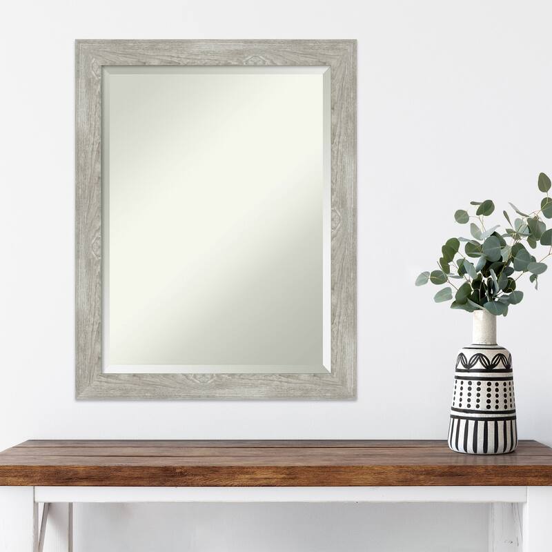 Beveled Wall Mirror - Dove Greywash Narrow Frame - Dove Greywash Narrow