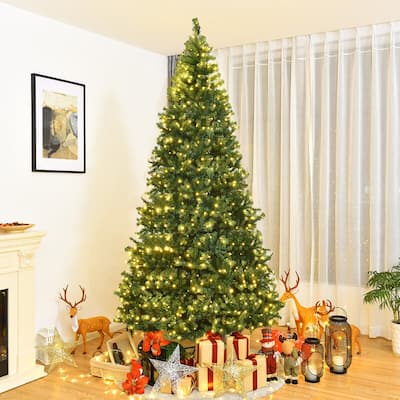 9ft Pre-Lit Artificial Christmas Tree Premium Hinged W/ 1000 Led - 60"x108"