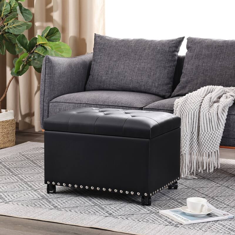 Adeco High End Classy Tufted Storage Ottoman Bench Footstool